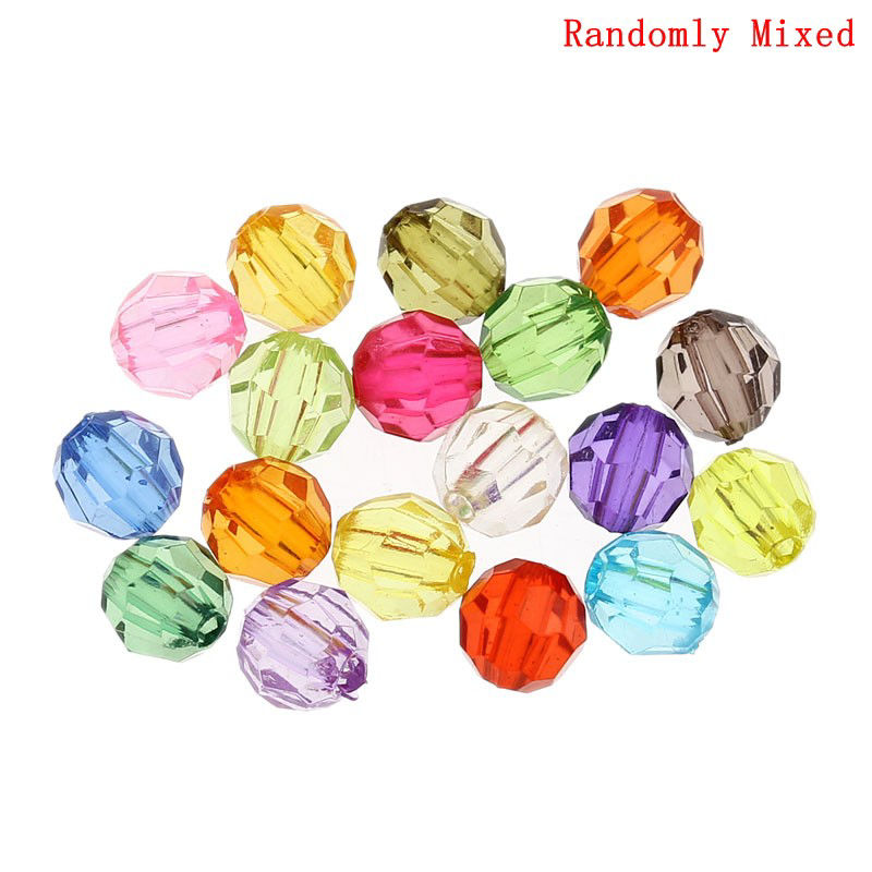 Picture of Transparent Acrylic Bubblegum Beads Ball At Random Mixed Faceted About 6mm Dia, Hole: Approx 1mm, 500 PCs