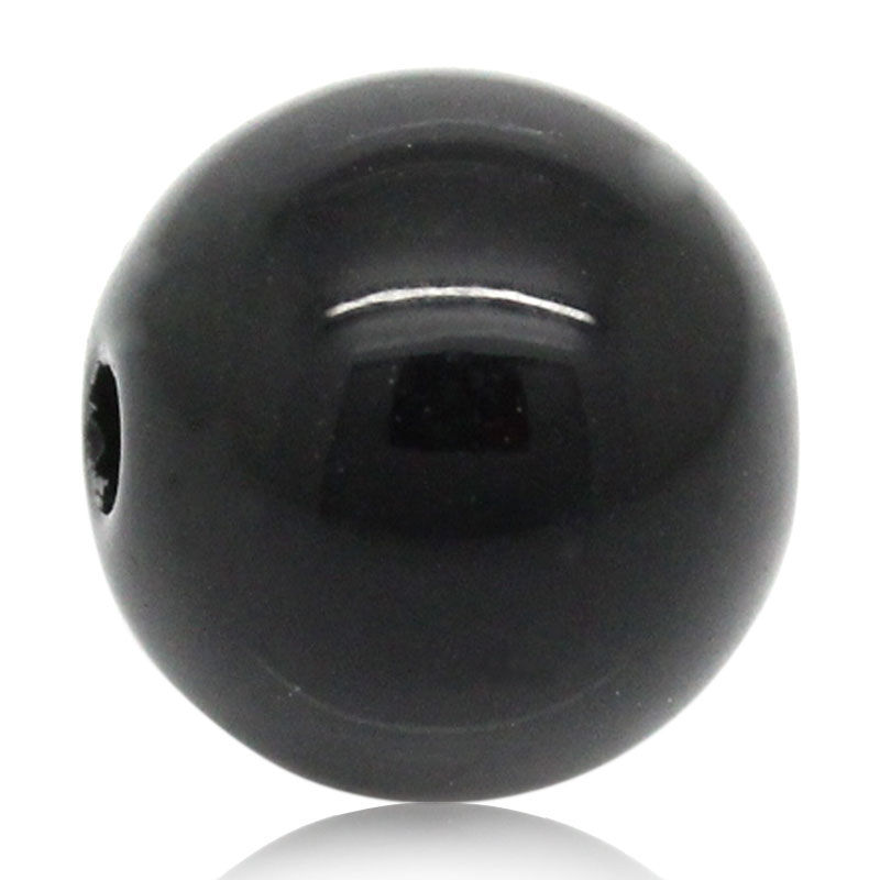 Picture of Acrylic Bubblegum Beads Ball Black Polished About 8mm Dia, Hole: Approx 2mm, 500 PCs