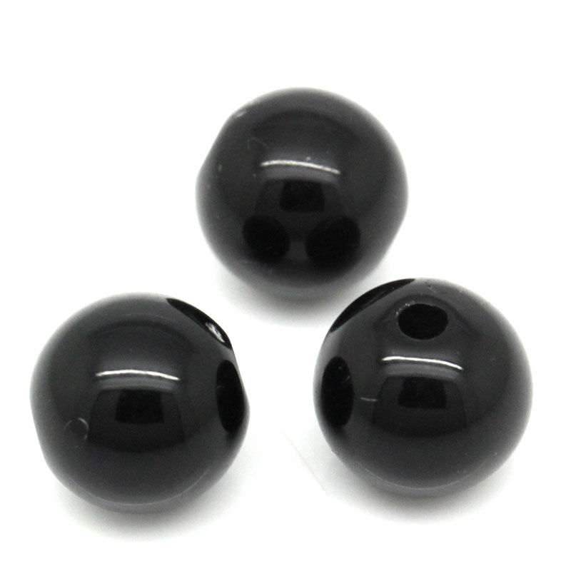 Picture of Acrylic Bubblegum Beads Ball Black Polished About 8mm Dia, Hole: Approx 2mm, 500 PCs