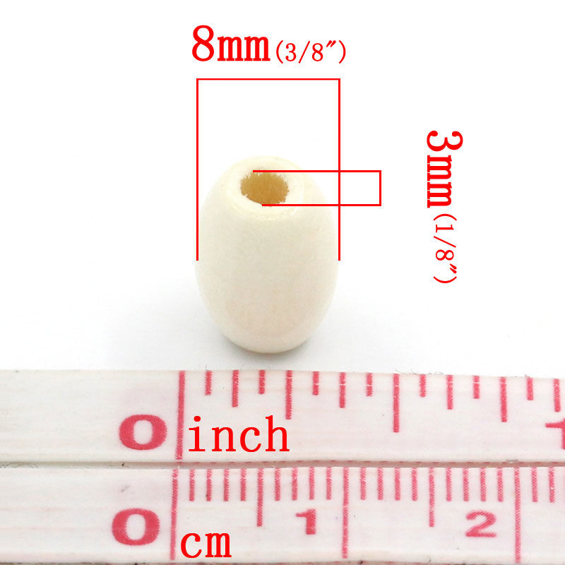 Picture of Natural Wood Spacer Beads Oval Ivory 12x8mm,Hole:Approx 3mm,300PCs