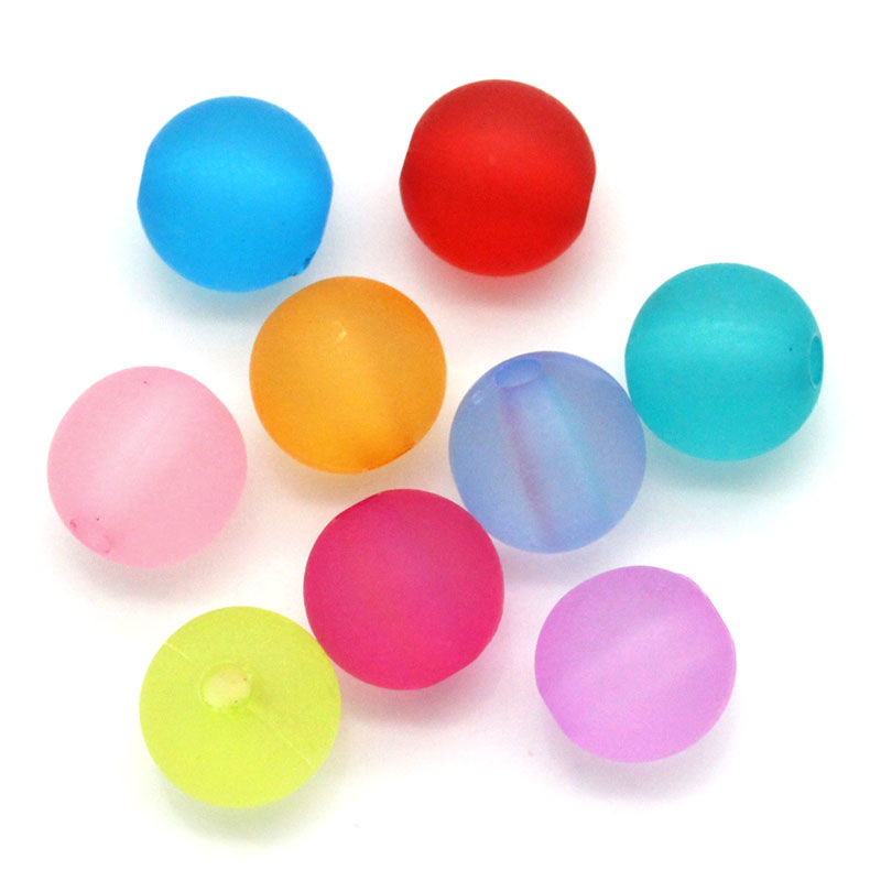 Picture of Frosted Acrylic Bubblegum Beads Ball At Random Mixed About 8mm Dia, Hole: Approx 1.5mm, 300 PCs