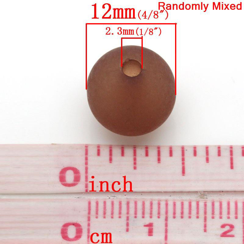 Picture of Acrylic Bubblegum Beads Ball At Random Mixed Frosted About 12mm Dia, Hole: Approx 2.3mm, 100 PCs