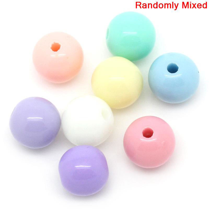 Picture of Pastel Acrylic Bubblegum Beads Round At Random Mixed About 6mm Dia, Hole: Approx 1.5mm, 500 PCs
