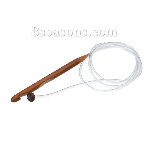 Picture of 10mm - 3mm Natural Bamboo Flexible Afghan Tunisian Carpet Crochet Hook Needles At Random Color Transparent 119.5cm(47") long, 1 Set(12 PCs/Set)