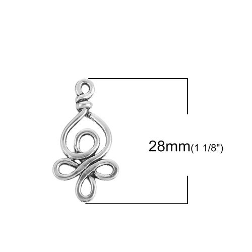 Picture of Zinc Based Alloy Charms Celtic Knot Antique Silver Color 28mm x 15mm, 4 PCs