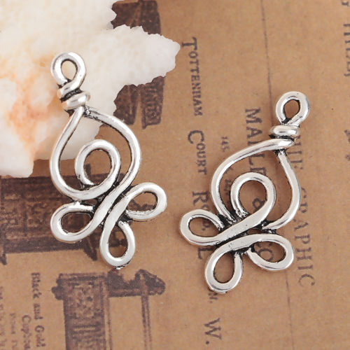 Picture of Zinc Based Alloy Charms Celtic Knot Antique Silver Color 28mm x 15mm, 4 PCs