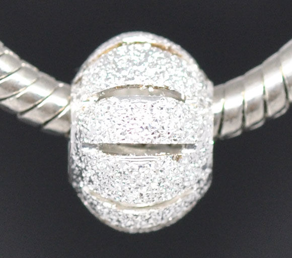 Picture of Brass European Style Large Hole Charm Beads Lantern Silver Plated Sparkledust About 11mm Dia, Hole: Approx 4.8mm, 3 PCs