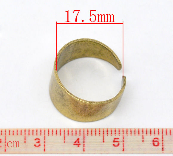 Bild von Messing Uneinstellbar Ring Rund Messingfarbe 17.5mm (US Größe 7) 2 Stück