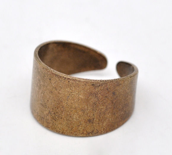 Imagen de Anillos No Ajustable Aleación del Metal Del Zinc de Ronda ,Óxidos de Cobre 17.5mm (US), 2 Unidades