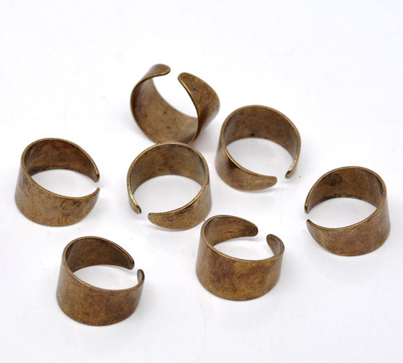 Imagen de Anillos No Ajustable Aleación del Metal Del Zinc de Ronda ,Óxidos de Cobre 17.5mm (US), 2 Unidades