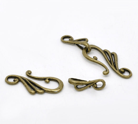 Imagen de Cierres de Palanca Aleación del Metal Del Zinc de Nota musical , Tono Bronce 25mm x 13mm 16mm x 5.5mm 7 Juegos