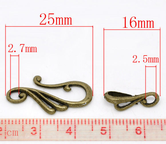 Imagen de Cierres de Palanca Aleación del Metal Del Zinc de Nota musical , Tono Bronce 25mm x 13mm 16mm x 5.5mm 7 Juegos