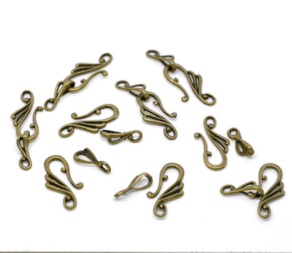 Imagen de Cierres de Palanca Aleación del Metal Del Zinc de Nota musical , Tono Bronce 25mm x 13mm 16mm x 5.5mm 7 Juegos