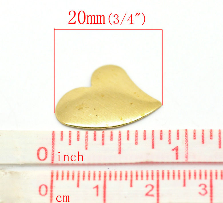 Picture of Brass Embellishments Findings Blank Stamping Tags Heart Gold 20mm( 6/8") x 16mm( 5/8"), 7 PCs