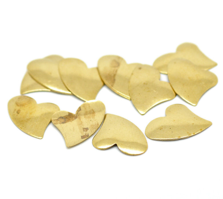 Picture of Brass Embellishments Findings Blank Stamping Tags Heart Gold 20mm( 6/8") x 16mm( 5/8"), 7 PCs