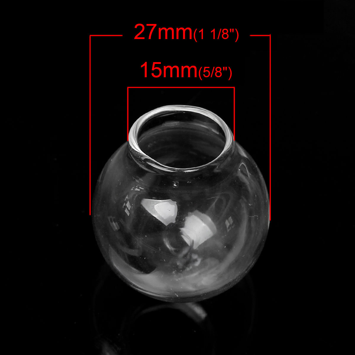 Picture of 1 Piece Glass Miniature Globe Bubble Bottle Vial For Jewelry Craft DIY Making Round Transparent Clear 27mm x 25mm