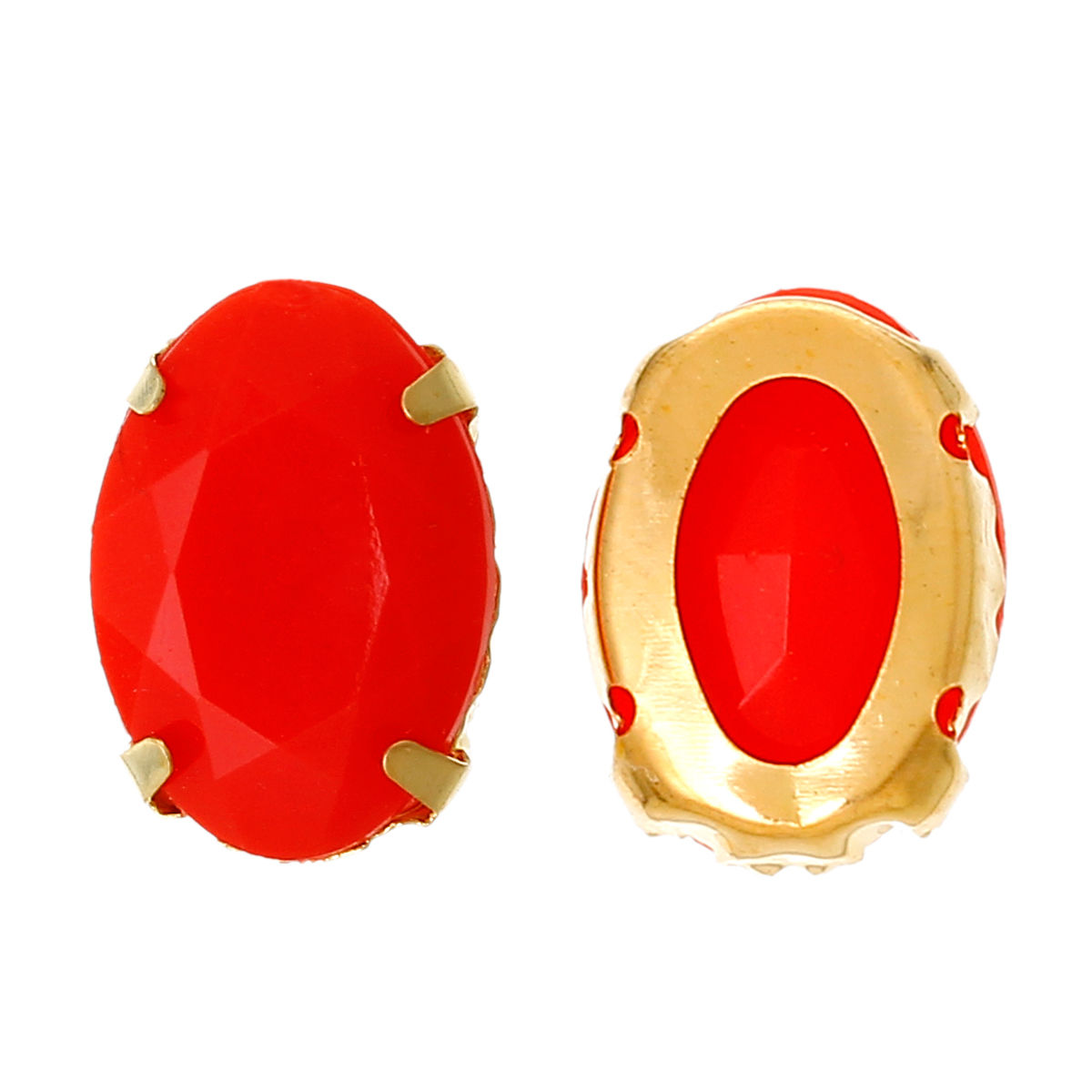 Imagen de Cuentas Sew On Rhinestone Claw Setting 4 Agujeros Acrílico de Óvalo, Rojo 14mm x 10mm, Agujero: acerca de 1mm, 9 Unidades