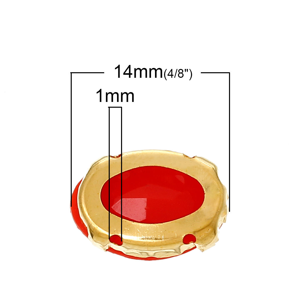 Imagen de Cuentas Sew On Rhinestone Claw Setting 4 Agujeros Acrílico de Óvalo, Rojo 14mm x 10mm, Agujero: acerca de 1mm, 9 Unidades