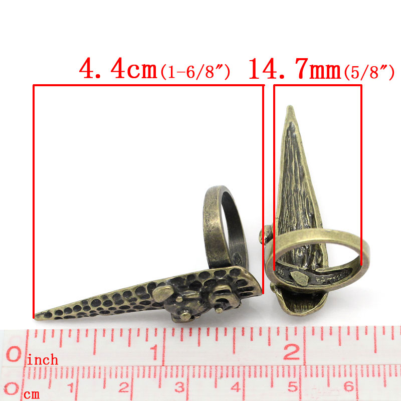 Picture of New Fashion Fingertip Knuckle Nail Rings Antique Bronze Bear Carved 14.7mm( 5/8")(US 3.75), 5 PCs