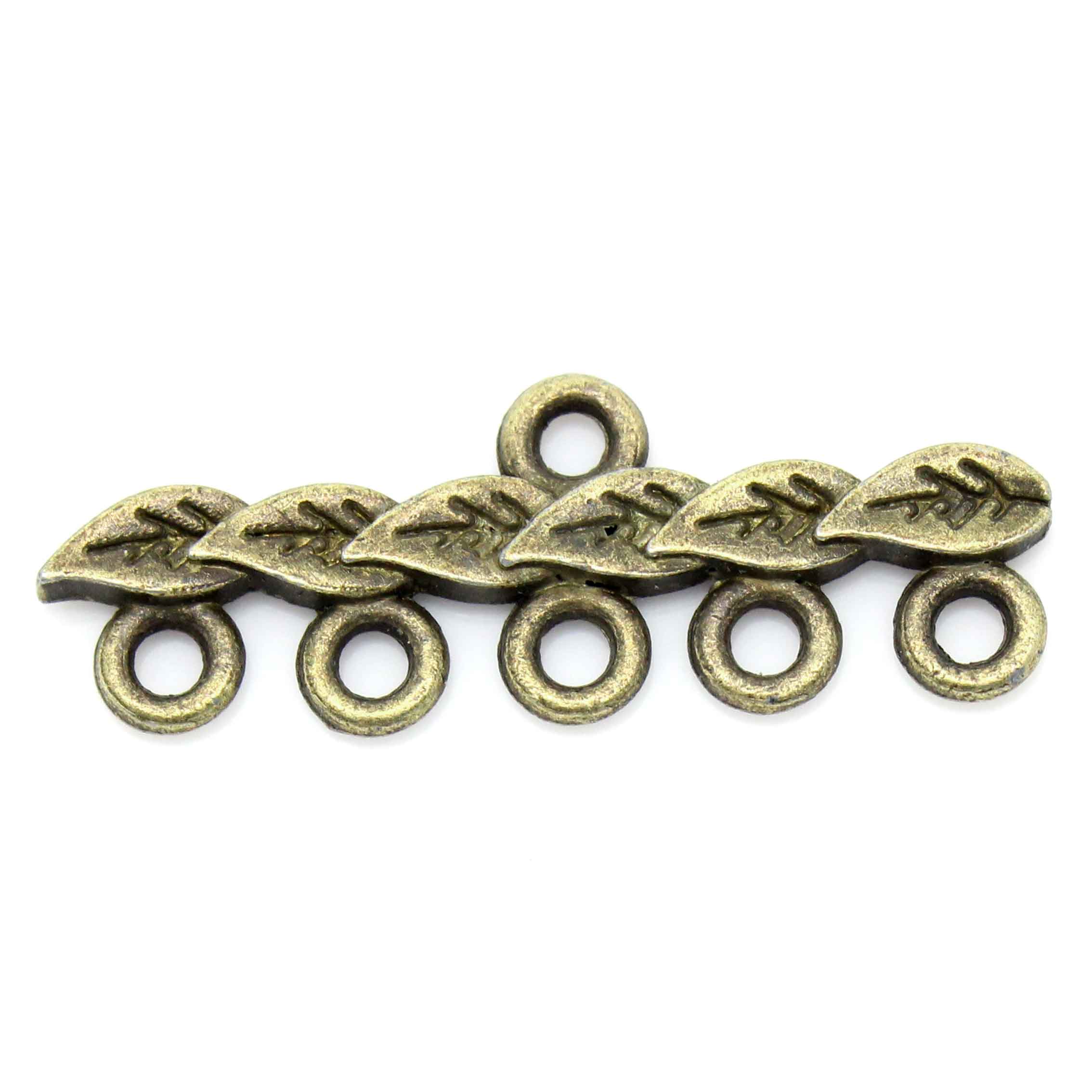 Immagine di Lega di Zinco Connettore Accessori Foglia Tono del Bronzo Foglia Disegno Colore Placcato 28mm x 10mm, 50 Pz