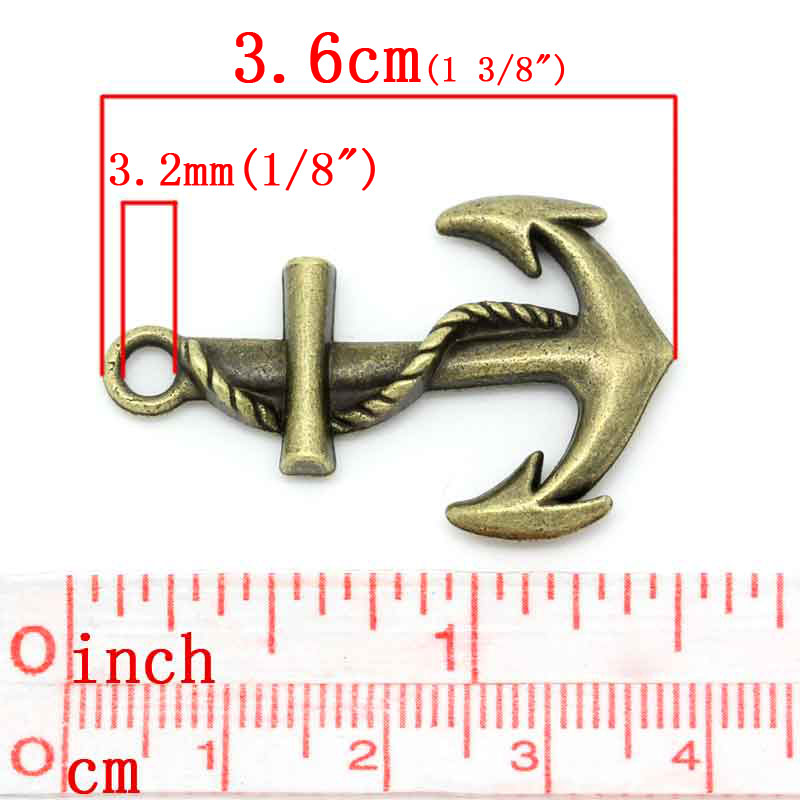 Изображение Подвески Металлические Античная Бронза " Якорь " 36mm(1 3/8") x 23mm( 7/8"), 20 ШТ