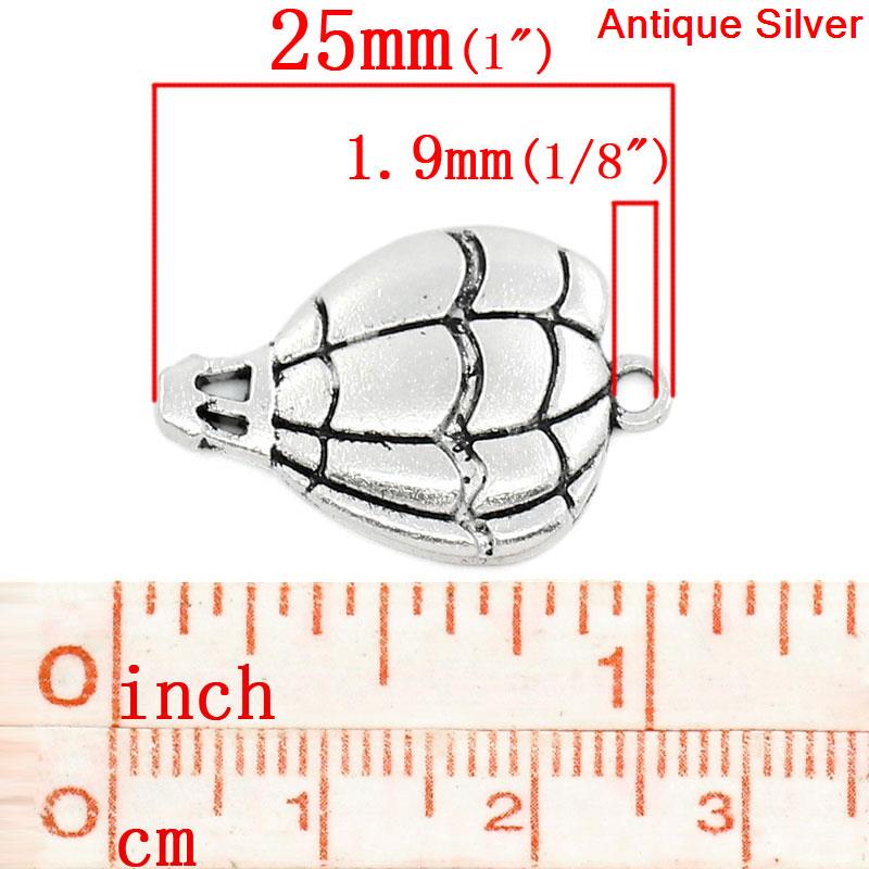 Picture of Zinc Based Alloy Charms Travel Fire Balloon Antique Silver Stripe Carved 25mm(1") x 17mm( 5/8"), 50 PCs