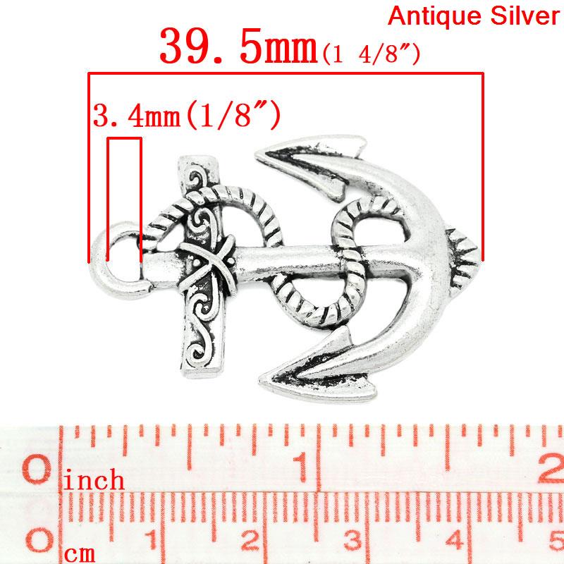 Picture of Charm Pendants Anchor Antique Silver 39.5x28.5mm,10PCs
