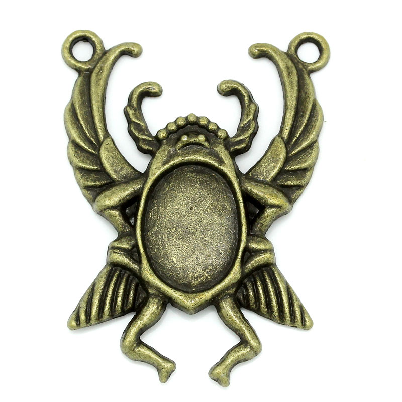 Изображение Коннекторы Насекомые Античная Бронза Рамки для Кабошона (для 18мм x 13мм  Кабошона), 5.1см x 3.8см, 5 ШТ 
