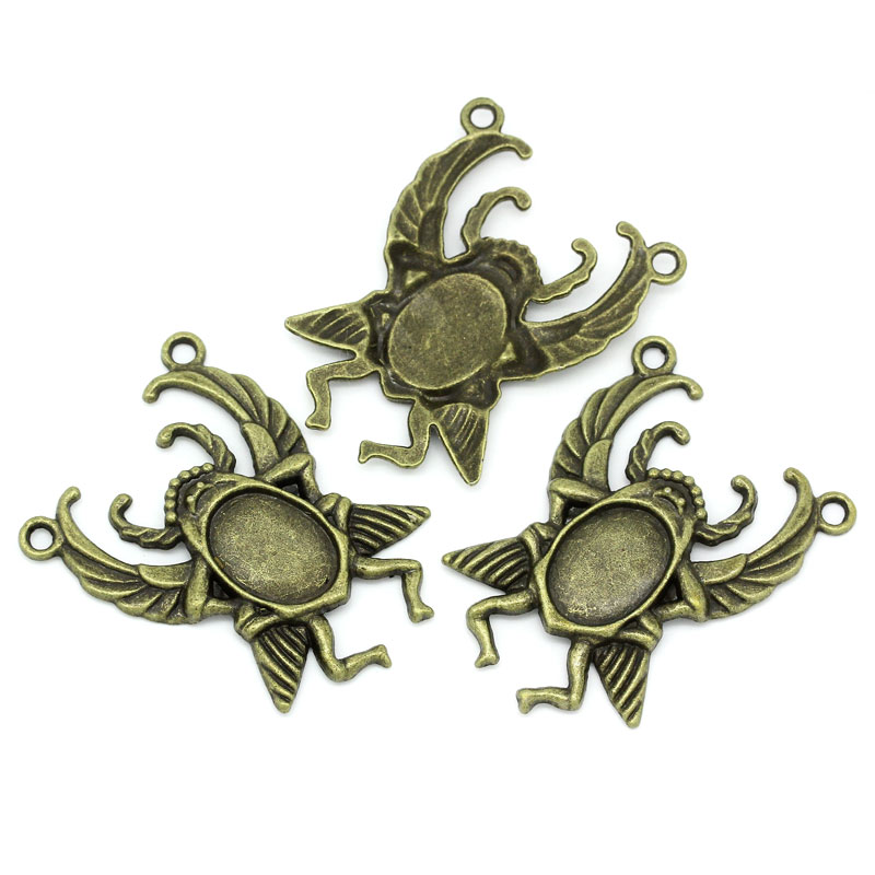 Изображение Коннекторы Насекомые Античная Бронза Рамки для Кабошона (для 18мм x 13мм  Кабошона), 5.1см x 3.8см, 5 ШТ 