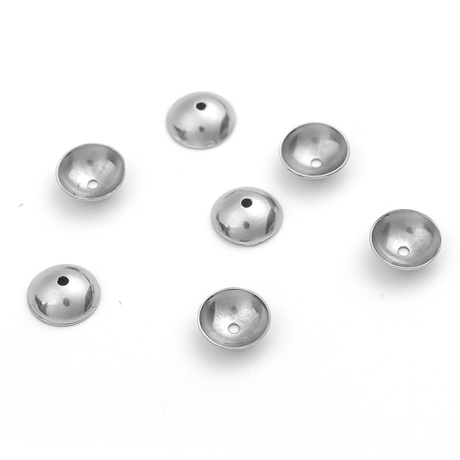Imagen de 304 Acero Inoxidable Tapón de cuentas Ronda Tono de Plata 8mm 5mm Dia, 50 Unidades