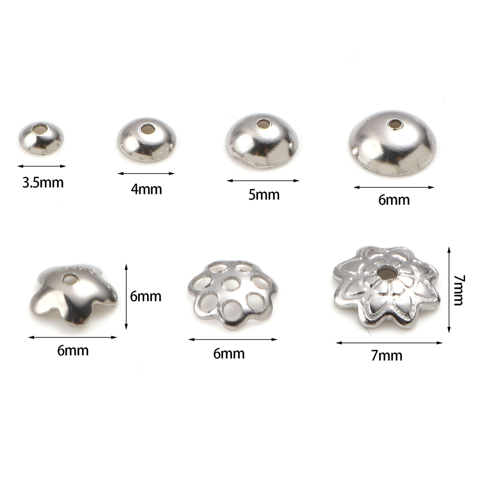 Imagen de 304 Acero Inoxidable Tapón de cuentas Ronda Tono de Plata 8mm 5mm Dia, 50 Unidades