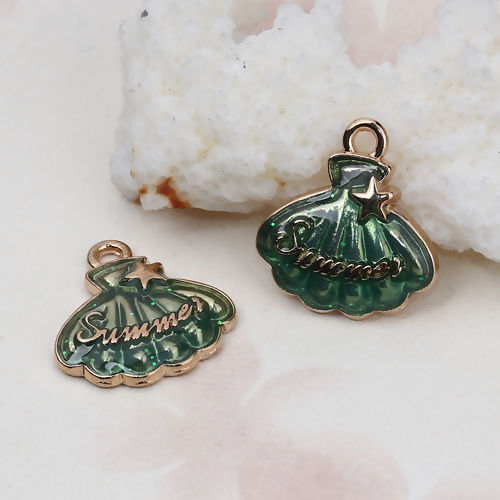 Picture of Zinc Based Alloy Ocean Jewelry Charms Shell Star Message " Suer " Enamel