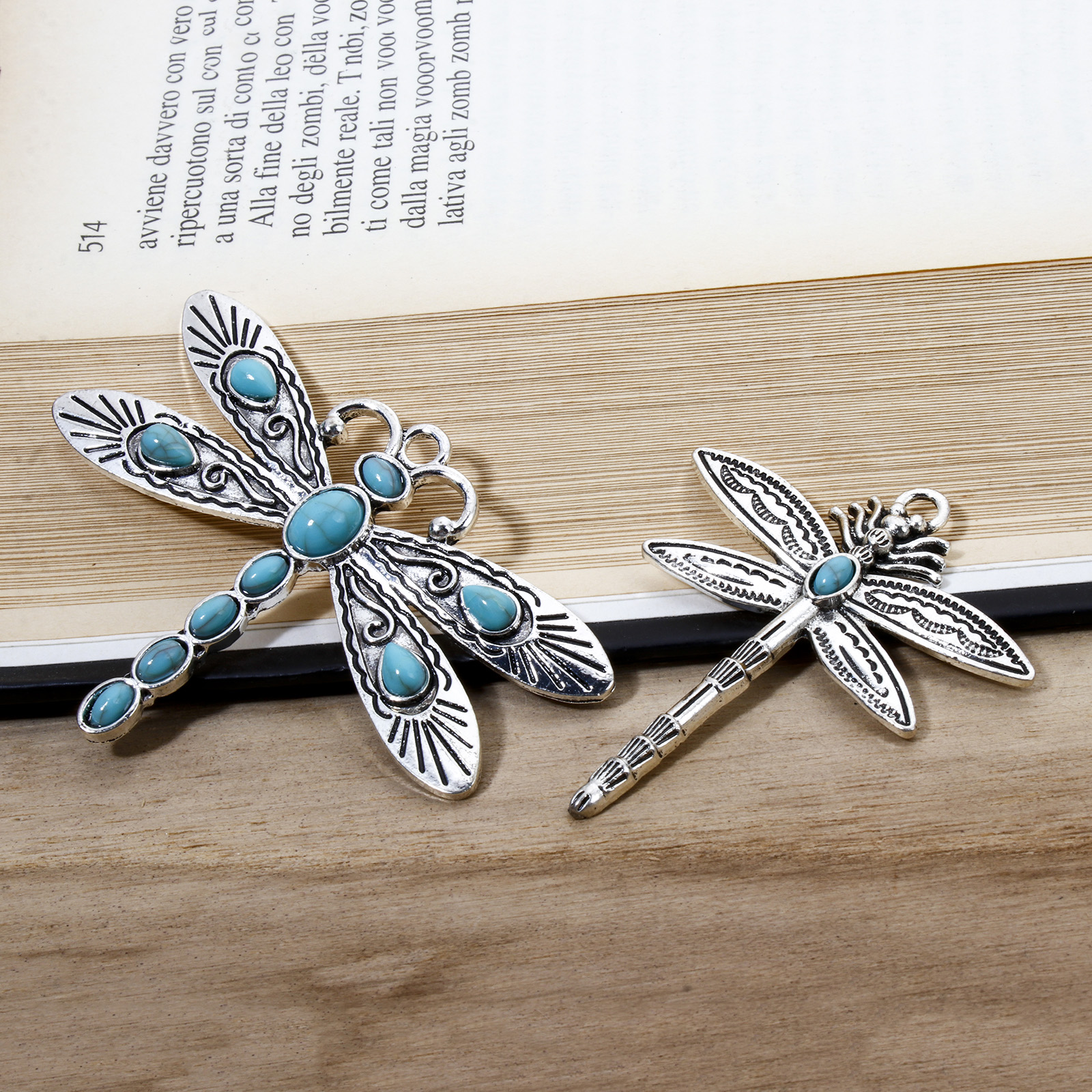 Bild von Boho Chic Anhänger auf Zinkbasis Legacy Dragonfly Animal Imitation Turquoise