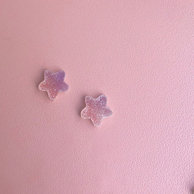 Picture of Ear Post Stud Earrings Purple Pentagram Star 20mm x 20mm, 1 Pair