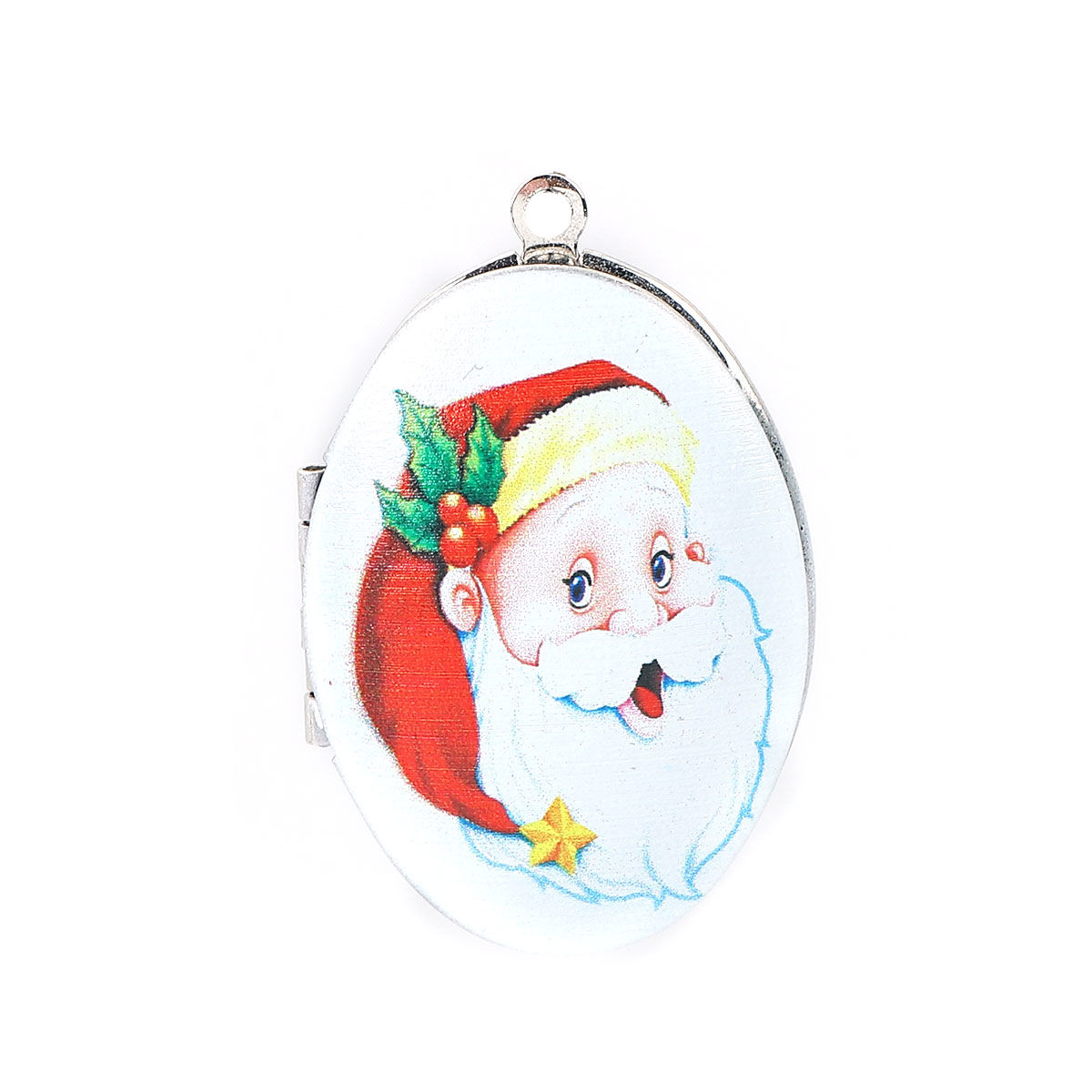 Picture of Zinc Based Alloy Picture Photo Locket Frame Pendants Oval Christmas Santa Claus