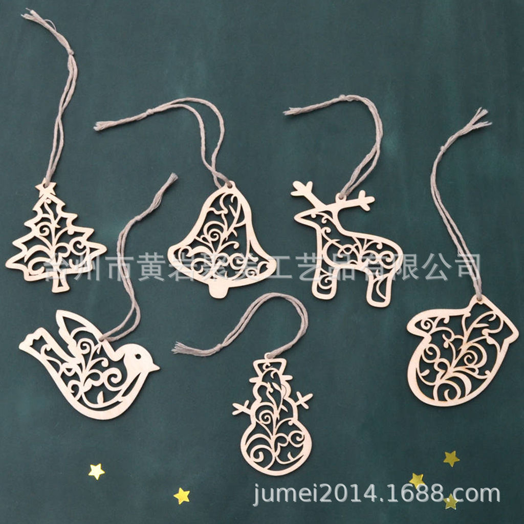 Picture of Wood Christmas Ornaments Hanging Decorations
