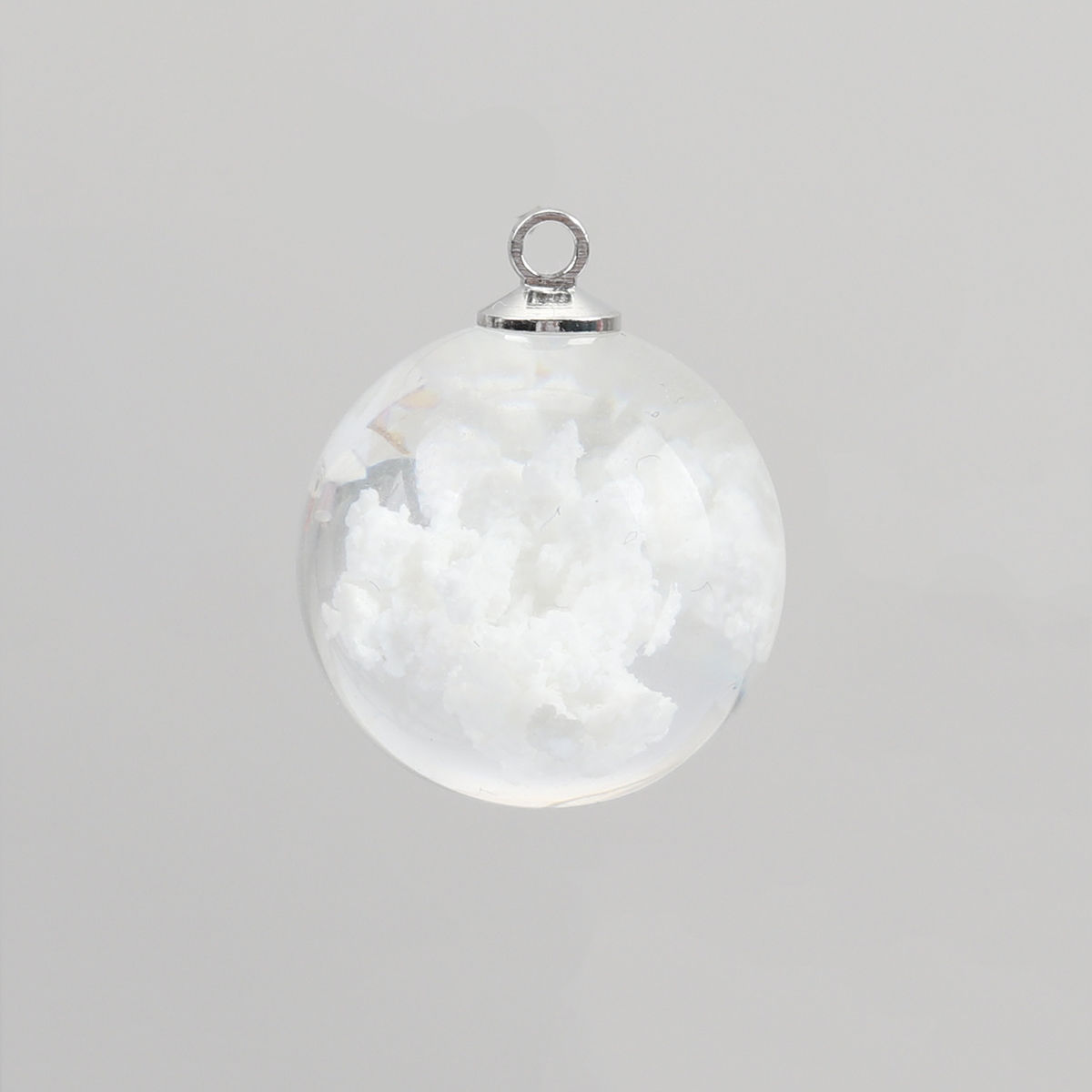 Изображение Стеклянные Коллекция Погоды Подвески Круглые Облака Белый Прозрачный 24мм x 20мм, 2 ШТ