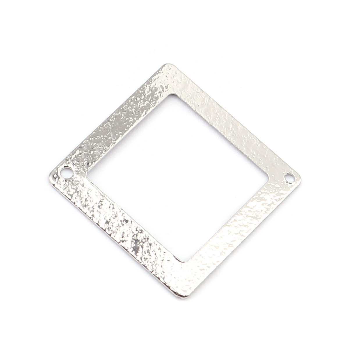 Picture of Brass Connectors Square Silver Tone Hollow 22mm x 22mm, 5 PCs