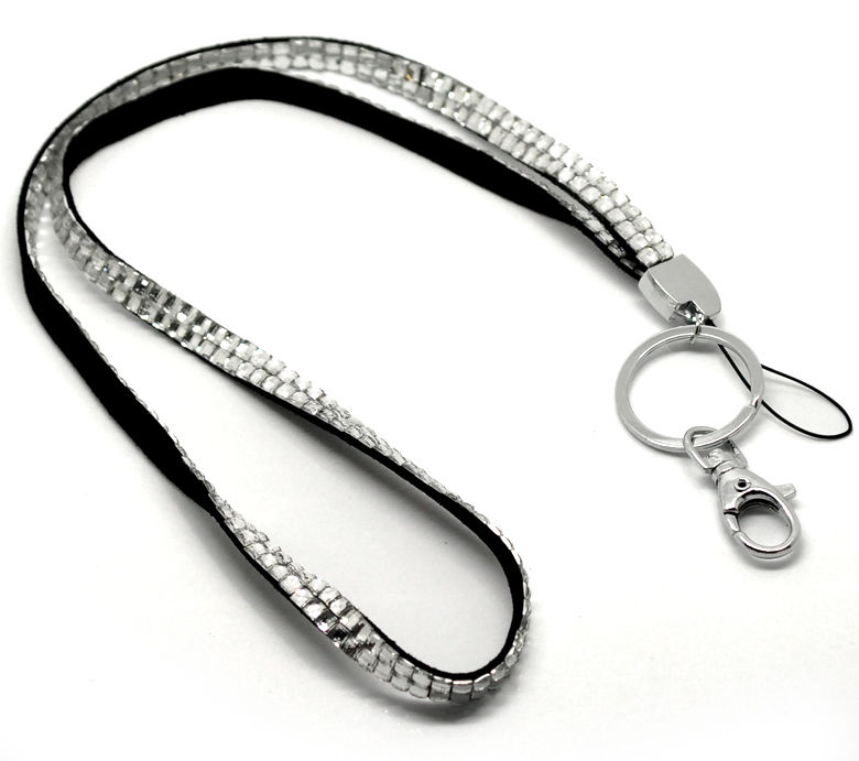 Imagen de Acollador Tarjeta de Identificación Aleación + Acrílico de Transparente,Tono de Plata,47cm - 53cm 1 Unidad