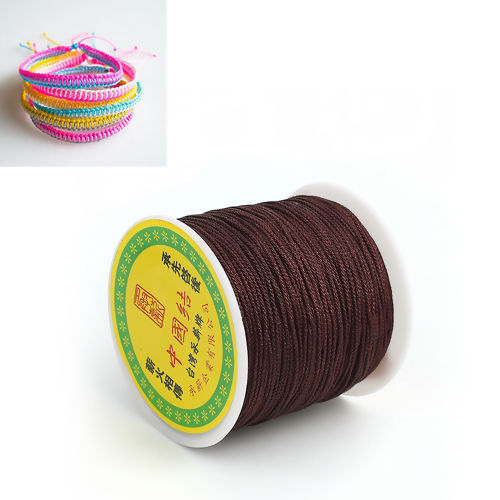 Изображение Polypropylene Fiber Chinese Knotting Cord Friendship Bracelet Cord Rope Coffee 1mm, 1 Roll (Approx 100 Yards/Roll)
