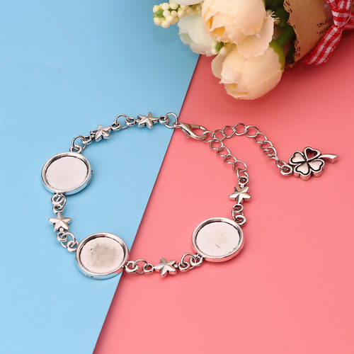 Picture of Bracelets Four Leaf Clover Pentagram Star Cabochon Settings 