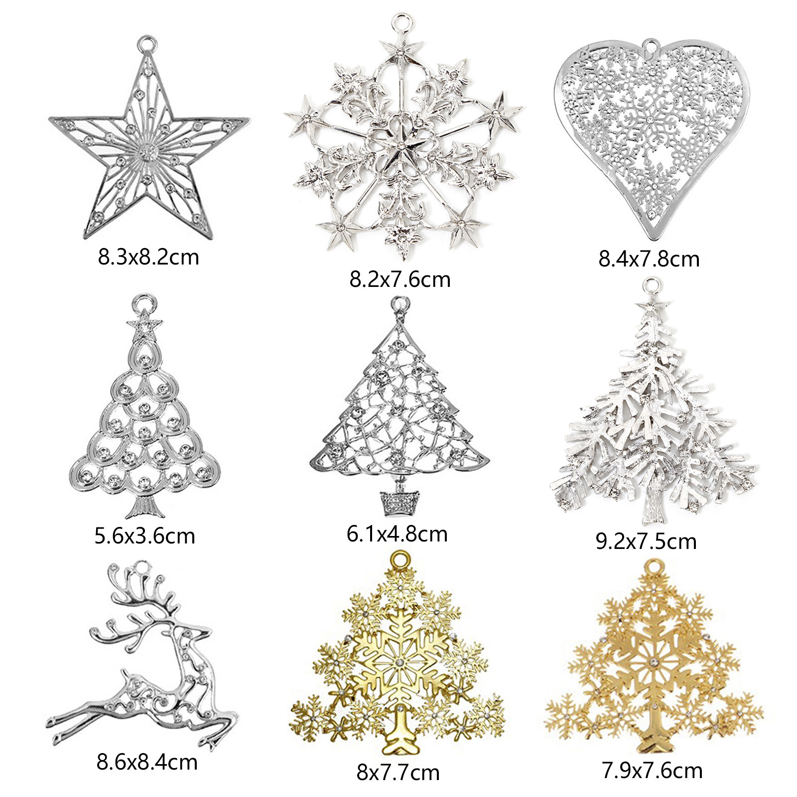 Bild von Zink Metalllegierung Anhänger Weihnachtsbaum SchneeflockeClear Strass Hohlraum