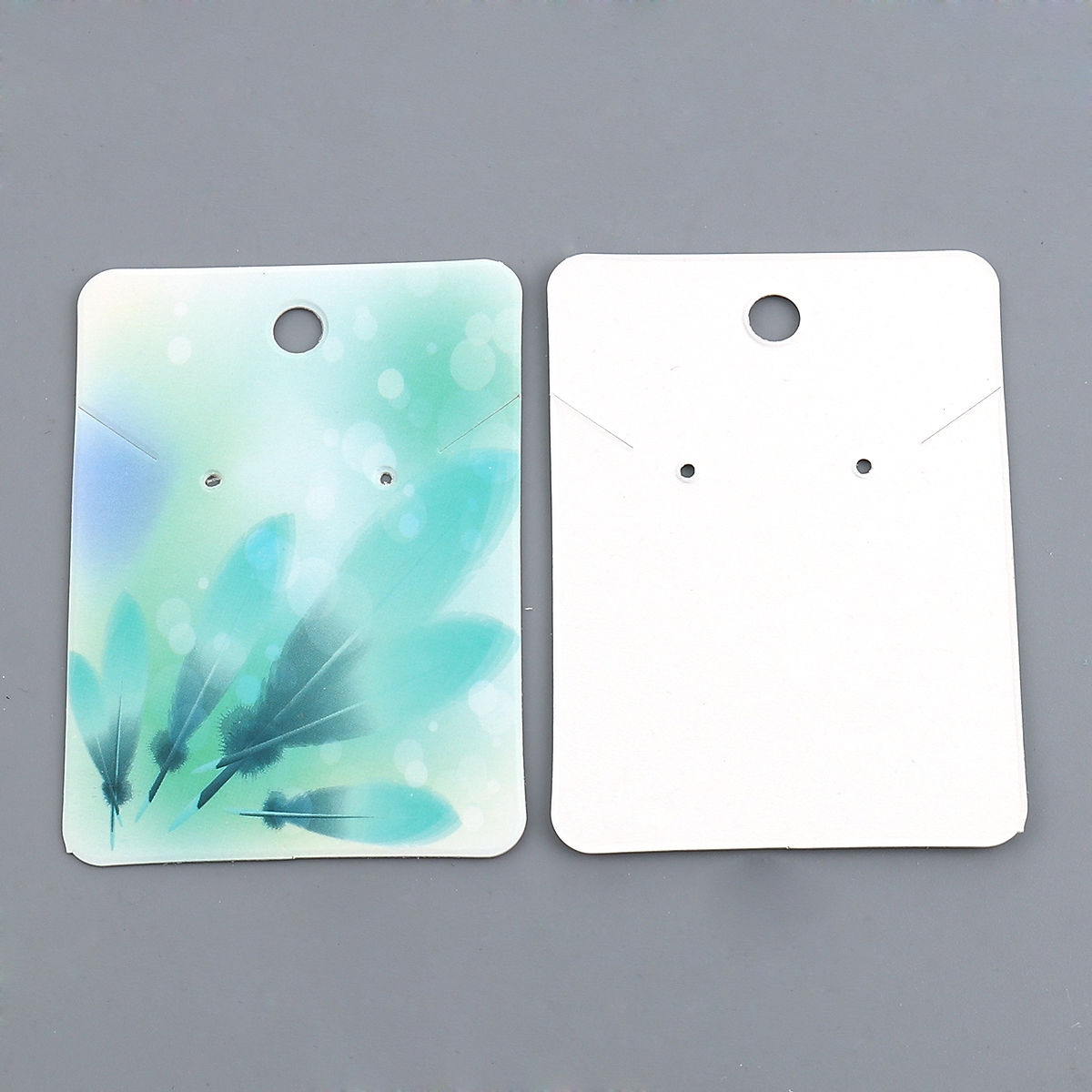 Picture of Paper Jewelry Necklace Earrings Display Card Rectangle Feather Pattern 