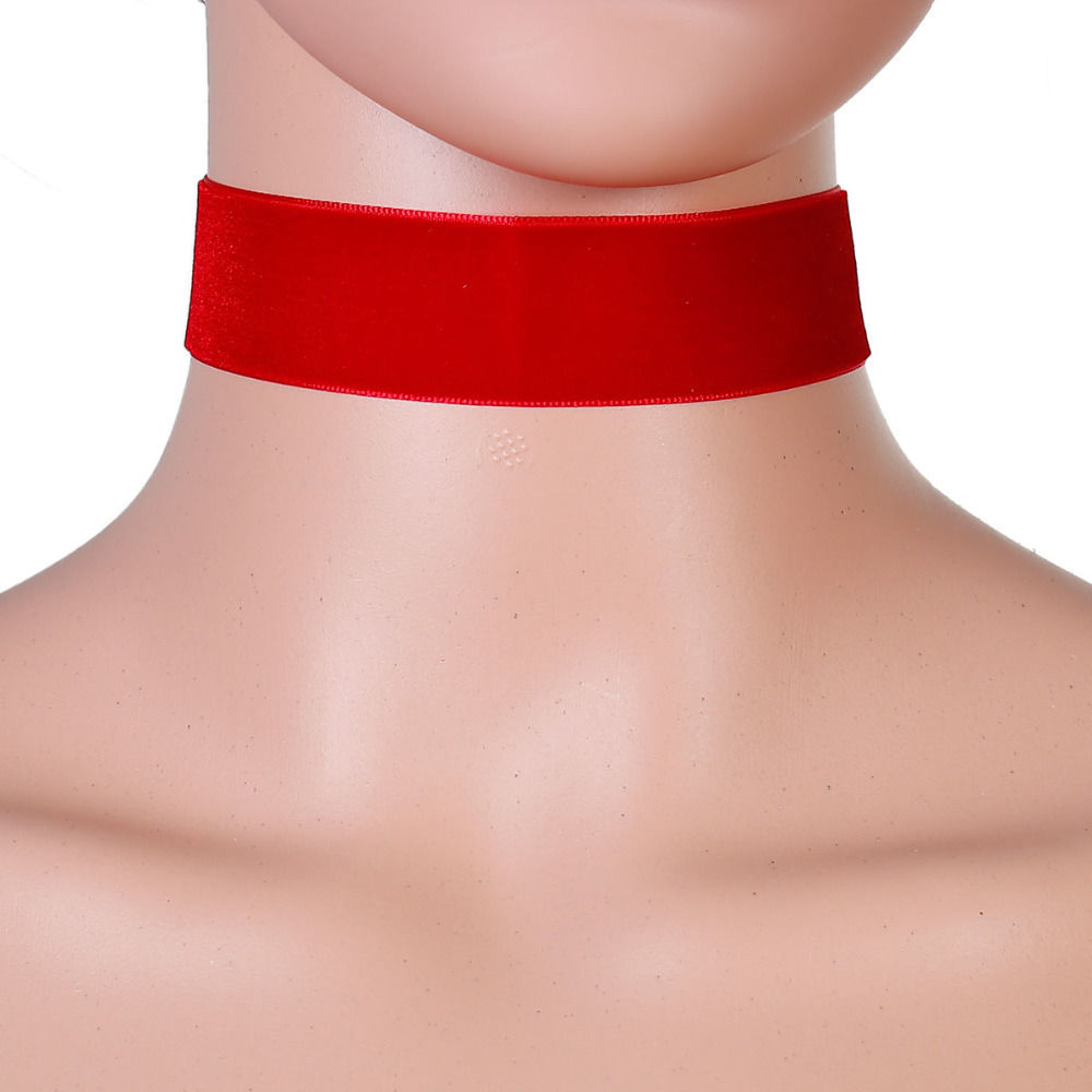 Imagen de Velvet Choker Necklace Pink 32.5cm(12 6/8") long, 1 Piece