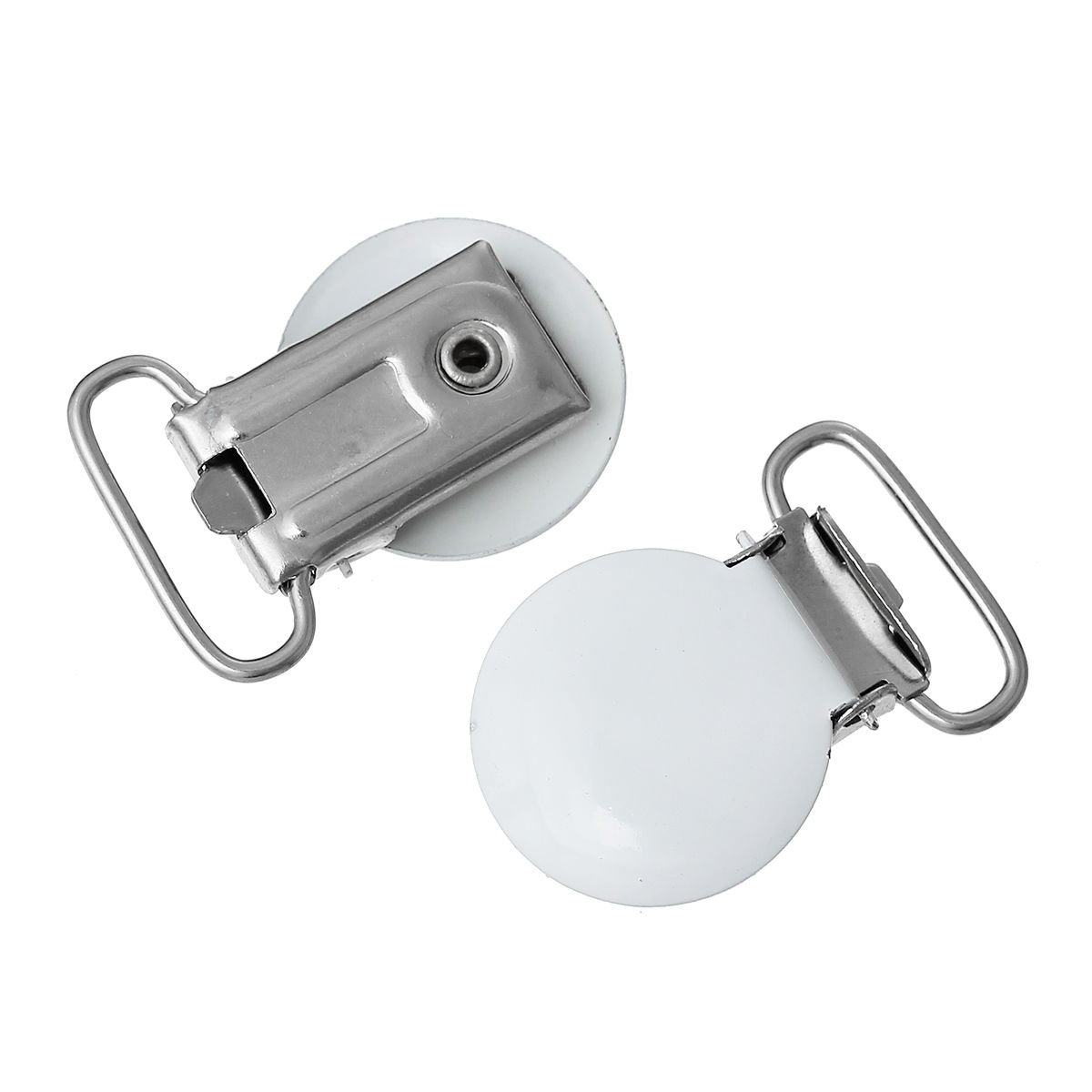 Imagen de Aleación Niño Pinzas para chupetes Ronda Blanco 3.4cm x 23mm, 10 Unidades