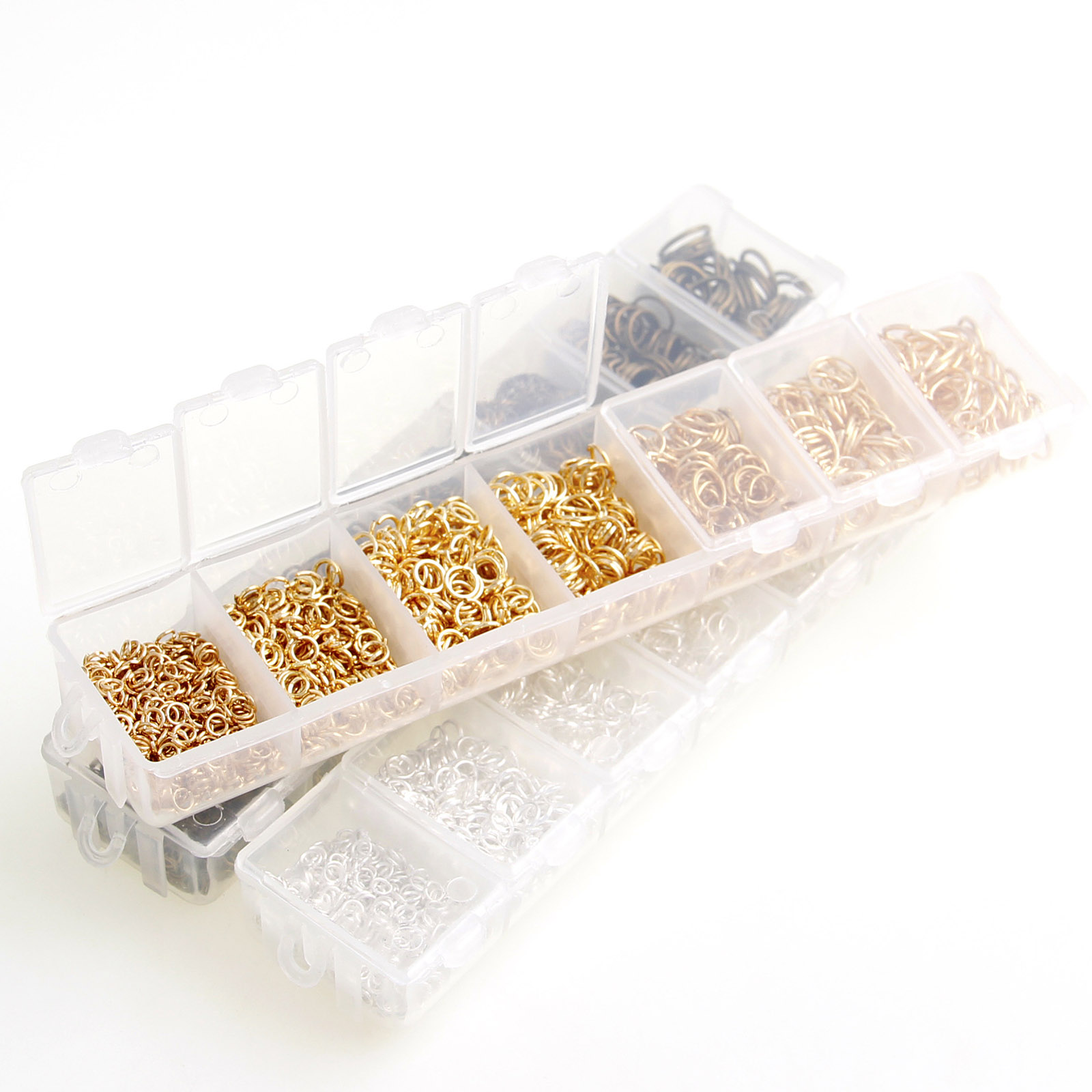 Picture of 1 Box Mixed Silver Tone Open Jump Rings 3mm-8mm,(1500 PCs Assorted)