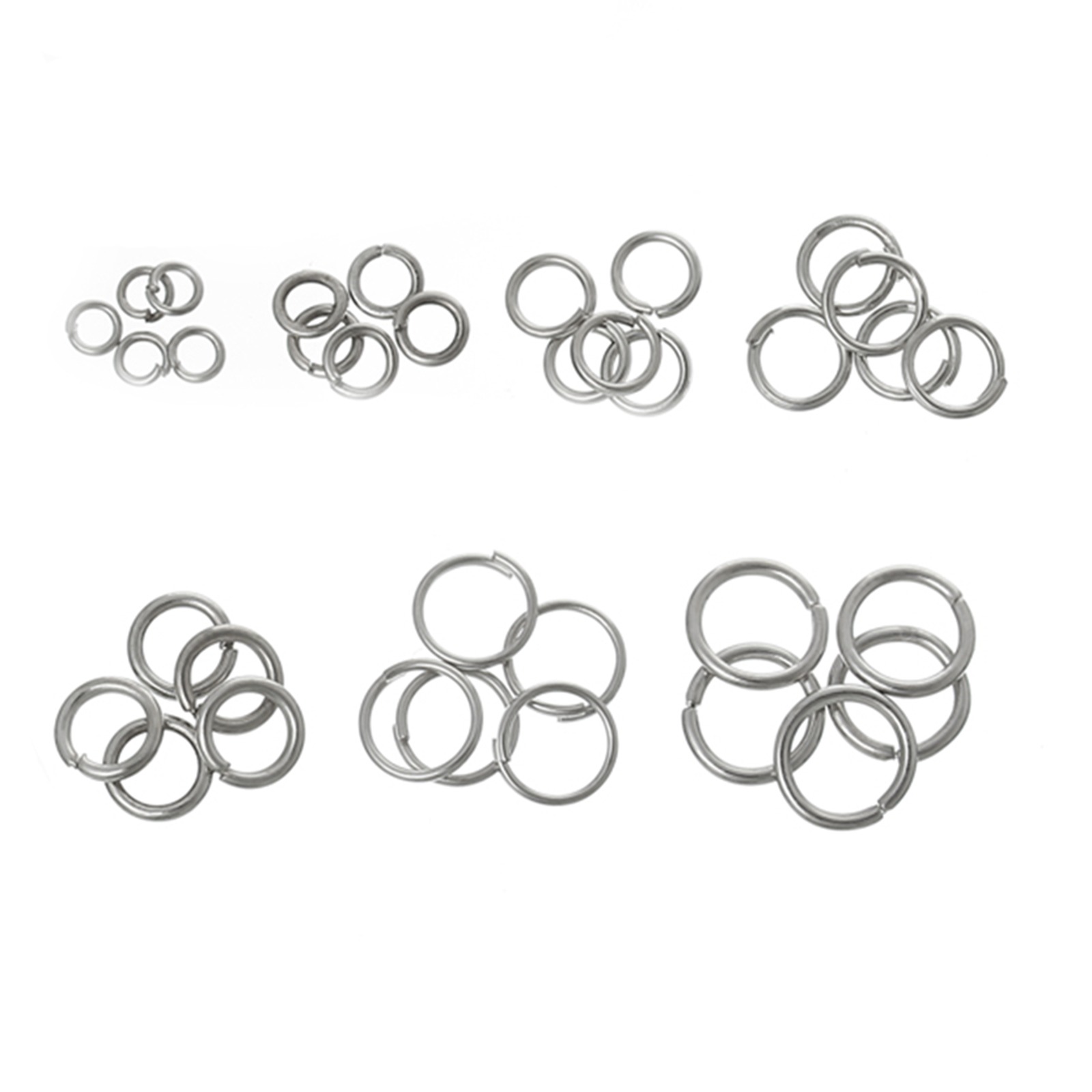 Picture of 1 Box Mixed Silver Tone Open Jump Rings 3mm-8mm,(1500 PCs Assorted)