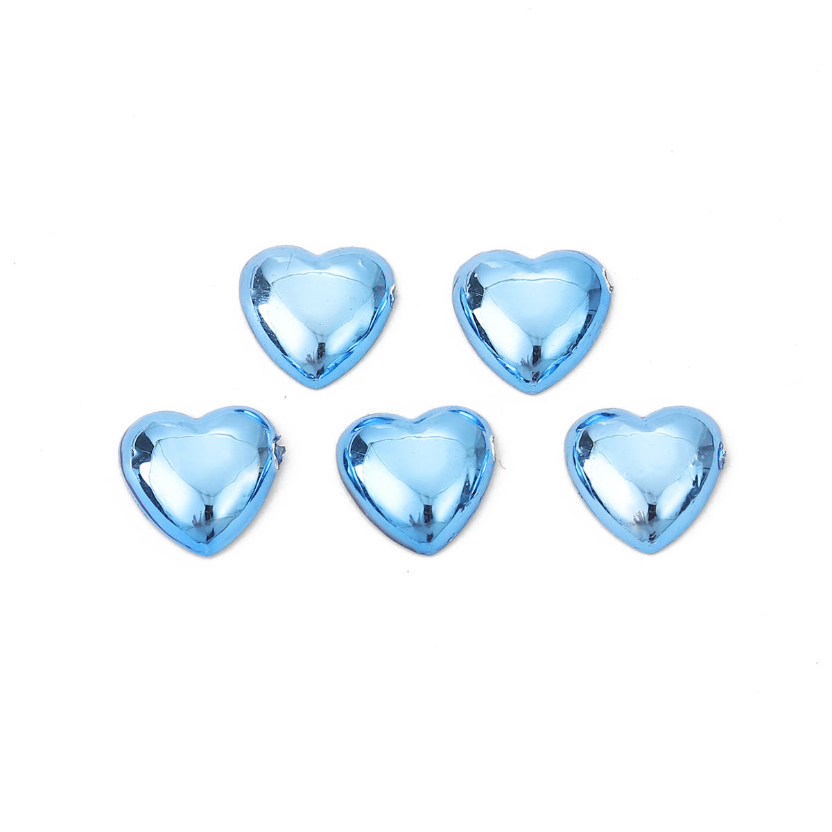 Picture of Acrylic Dome Seals Cabochon Heart Blue 10mm( 3/8") x 10mm( 3/8"), 200 PCs