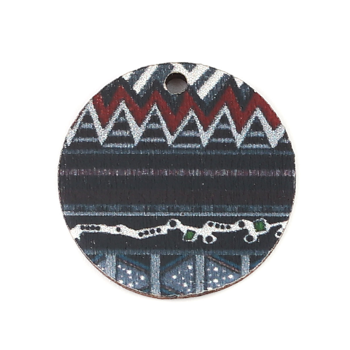 Picture of Natural Wood Charms Round Disc Multicolor 20mm x 20mm, 30 PCs