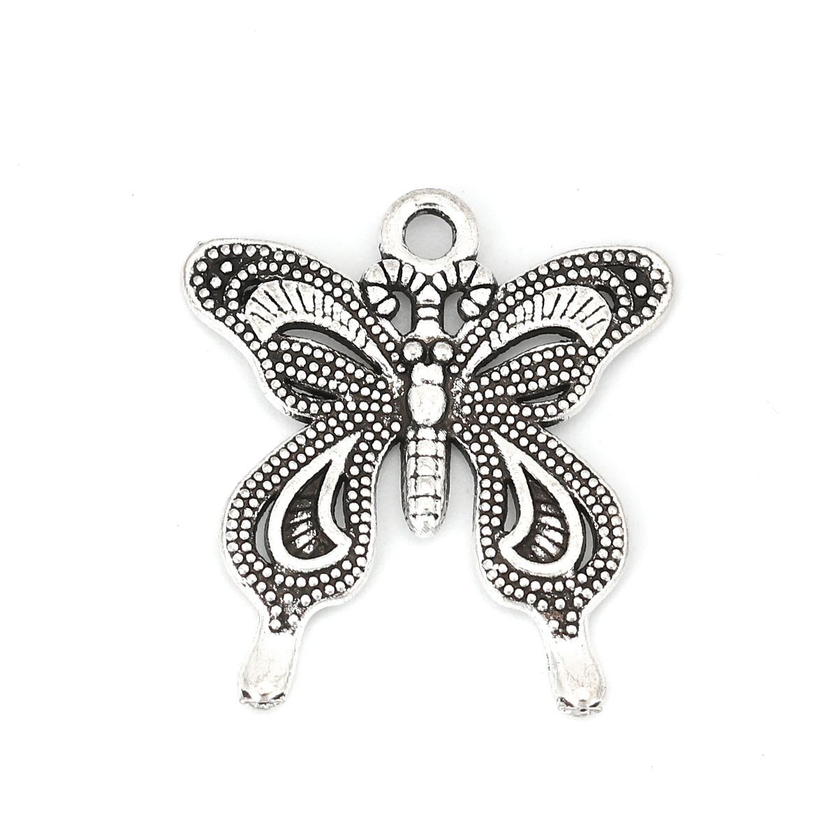Imagen de Zamak Colgantes Charms Mariposa Plata Antigua 28mm x 25mm, 20 Unidades
